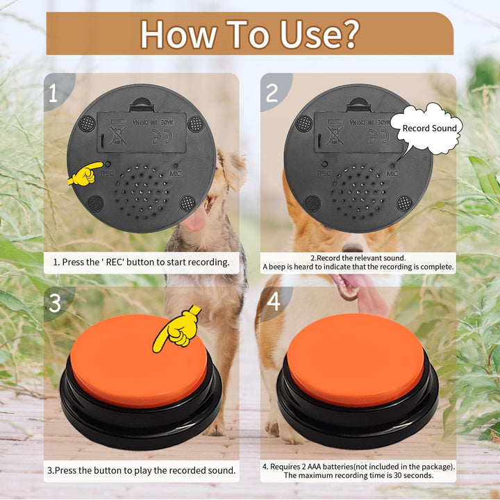 Satz von 6 Farben Hunde Button,Buzzer mit aufnahmefunktion Hunde, Haustier-Trainings,Hundeknopf für