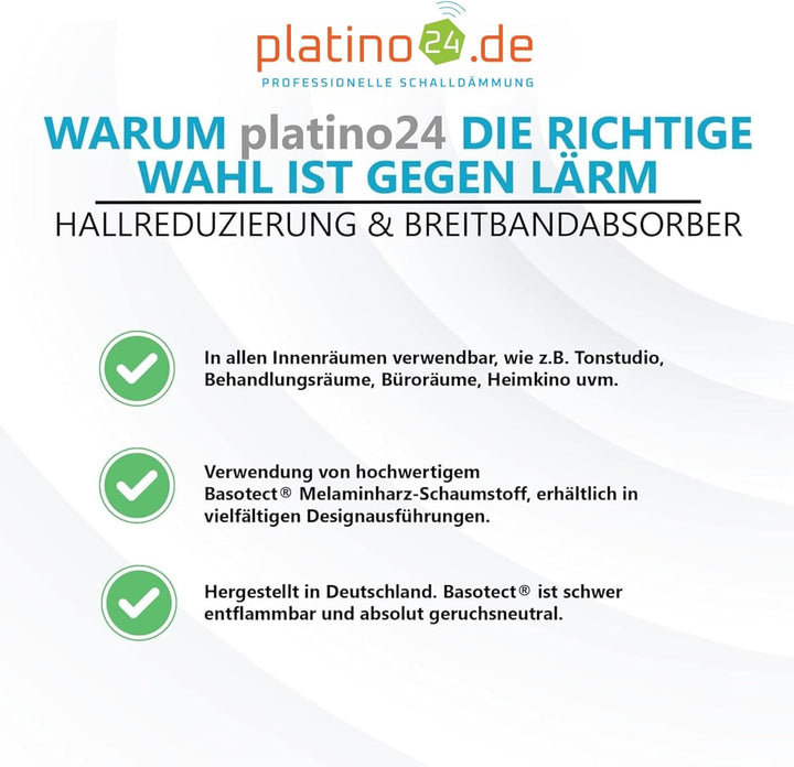 10 x Schall-Absorberelement aus BasotectG+ ® Akustik Schaumstoff Dämmung Isolation Akustikverbesseru
