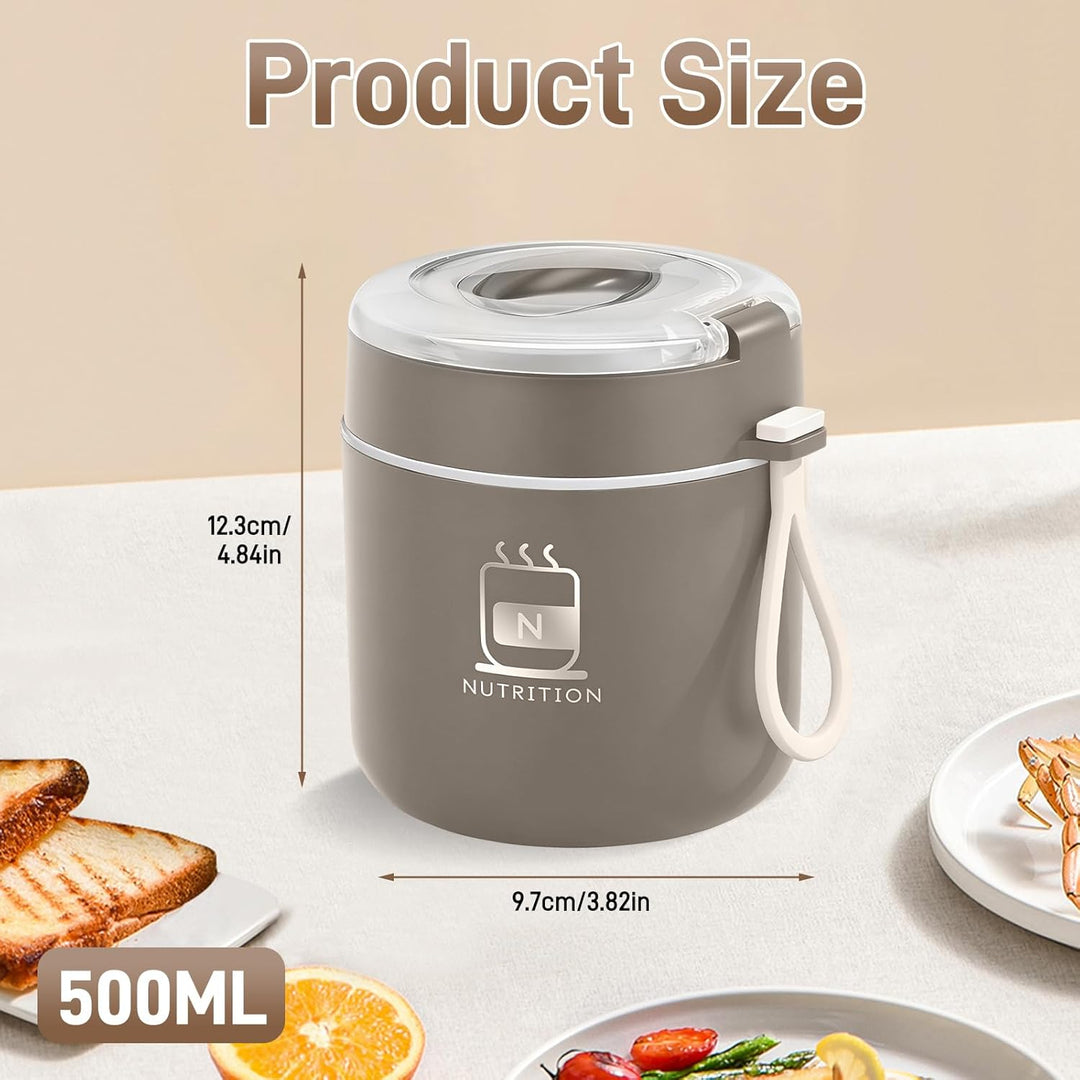 Edelstahl Müslibecher To Go 500ml, Isolierter Auslaufsicherer Joghurtbecher mit Löffel, für Haferflo