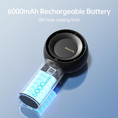 JISULIFE Tragbarer Handheld-Turbo-Ventilator [18 Stunden maximale Kühlzeit], 6000mAh USB wiederaufla