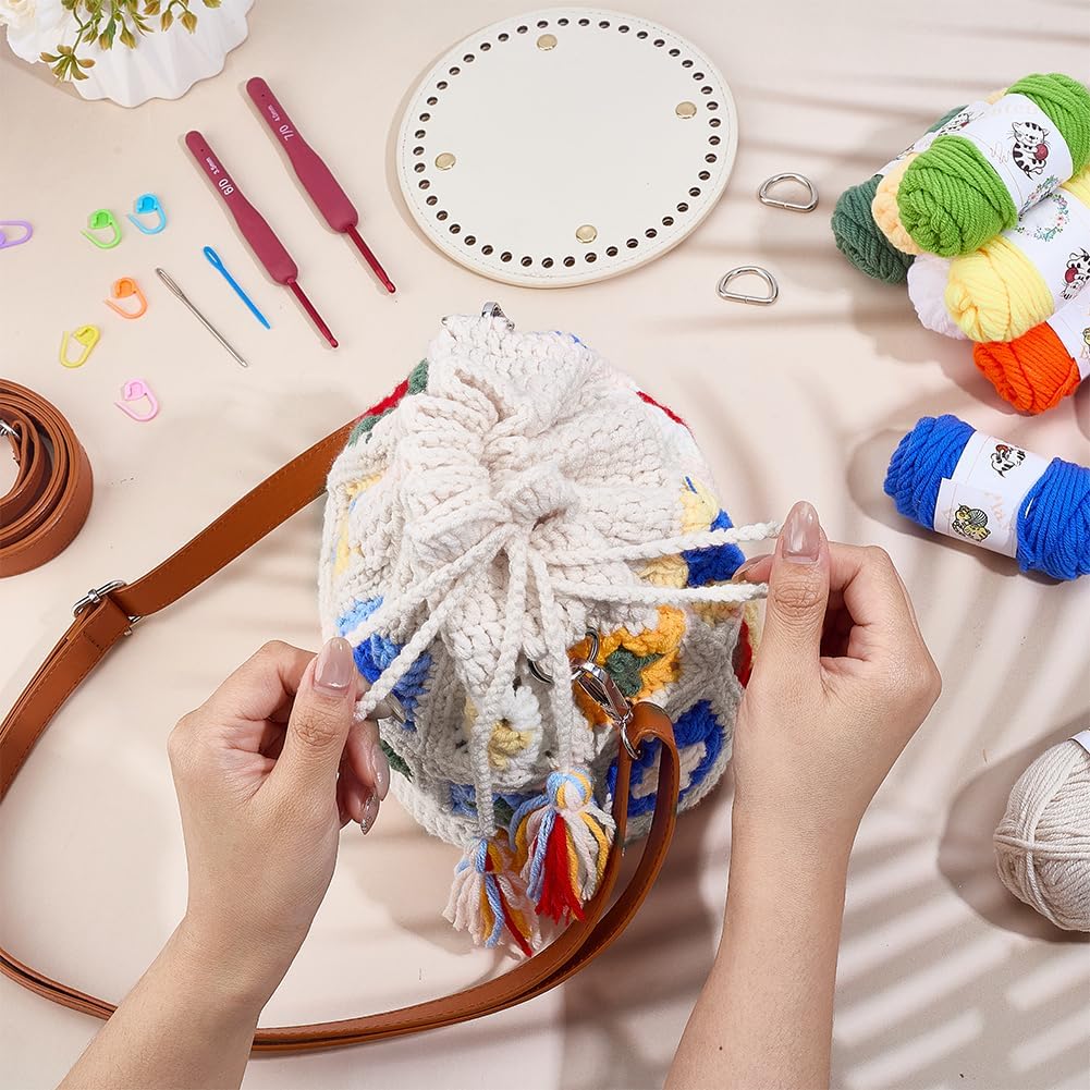 FREEBLOSS DIY Häkel Beuteltaschen Set Für Anfänger Mit Schritt Für Schritt Video Tutorials. DIY Umhä