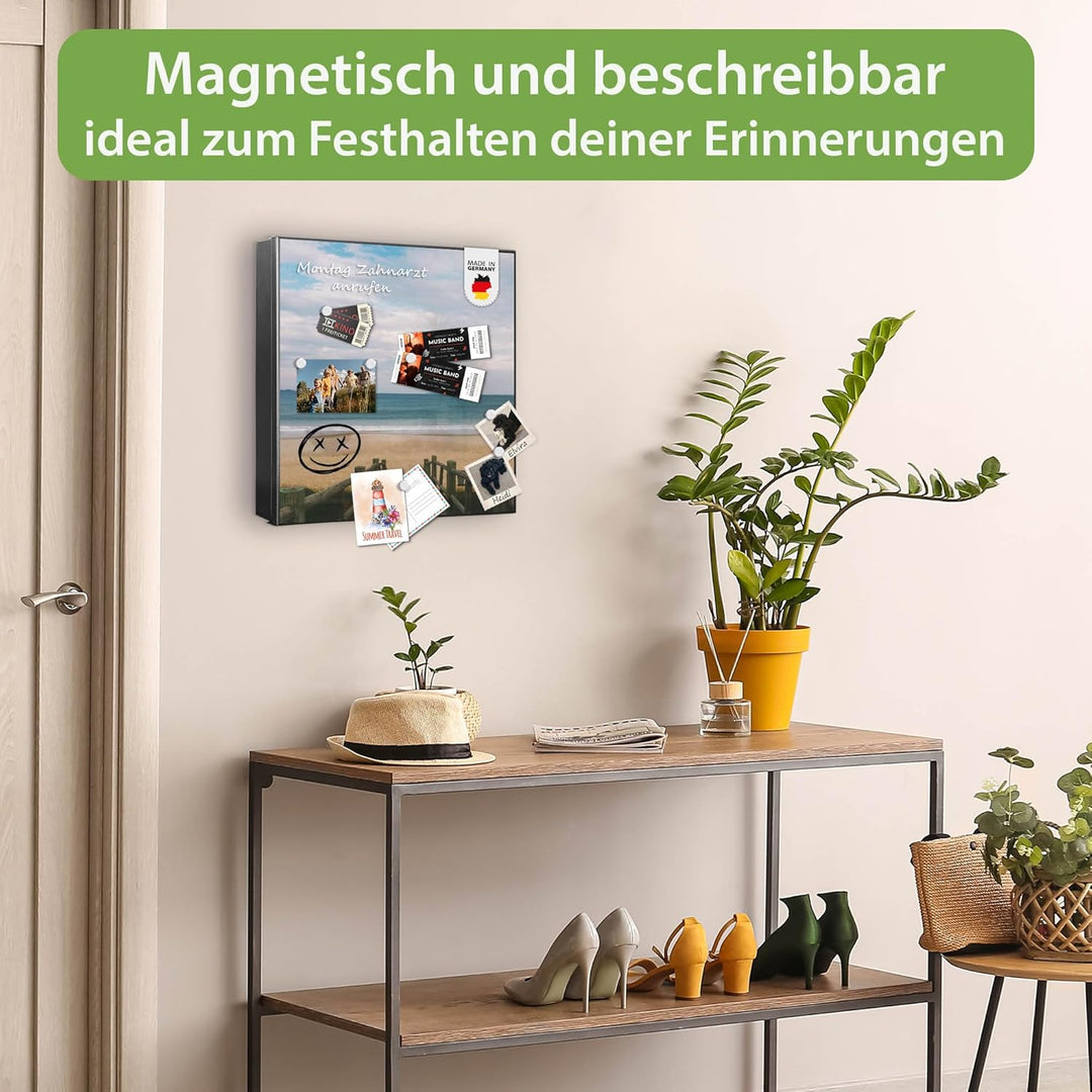 banjado Grosser Schlüsselkasten Glas - Schlüsselbox 30x30cm mit 50 Haken - Schlüsselkasten modern fü