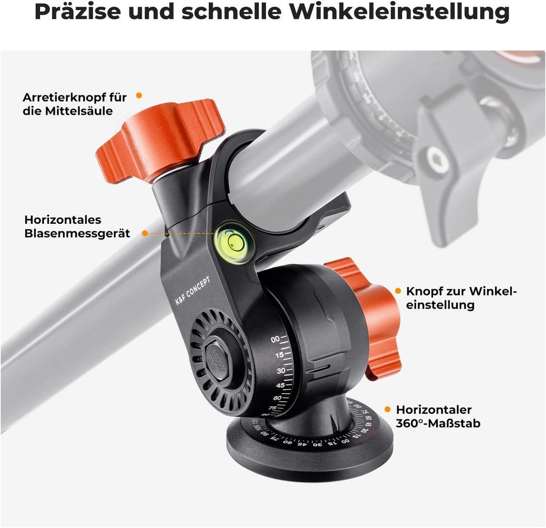 K&F Concept K234A0 Kamera Stativ mit Auslegearm,163cm Handy Stativ, Tripod für unterwegs, Stativ für