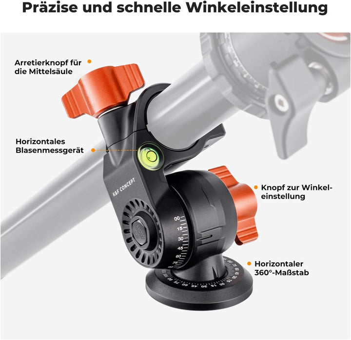 K&F Concept K234A0 Kamera Stativ mit Auslegearm,163cm Handy Stativ, Tripod für unterwegs, Stativ für