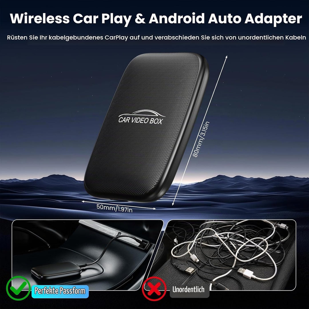 Wireless CarPlay &amp; Android AutoAdapter, unterstützt Netflix/YouTube/TF Black, Black