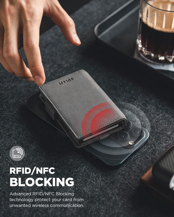 VULKIT Kreditkartenetui mit Airtag-Halter, RFID-blockierendes Kartenetui aus Metall, Magnetverschlus