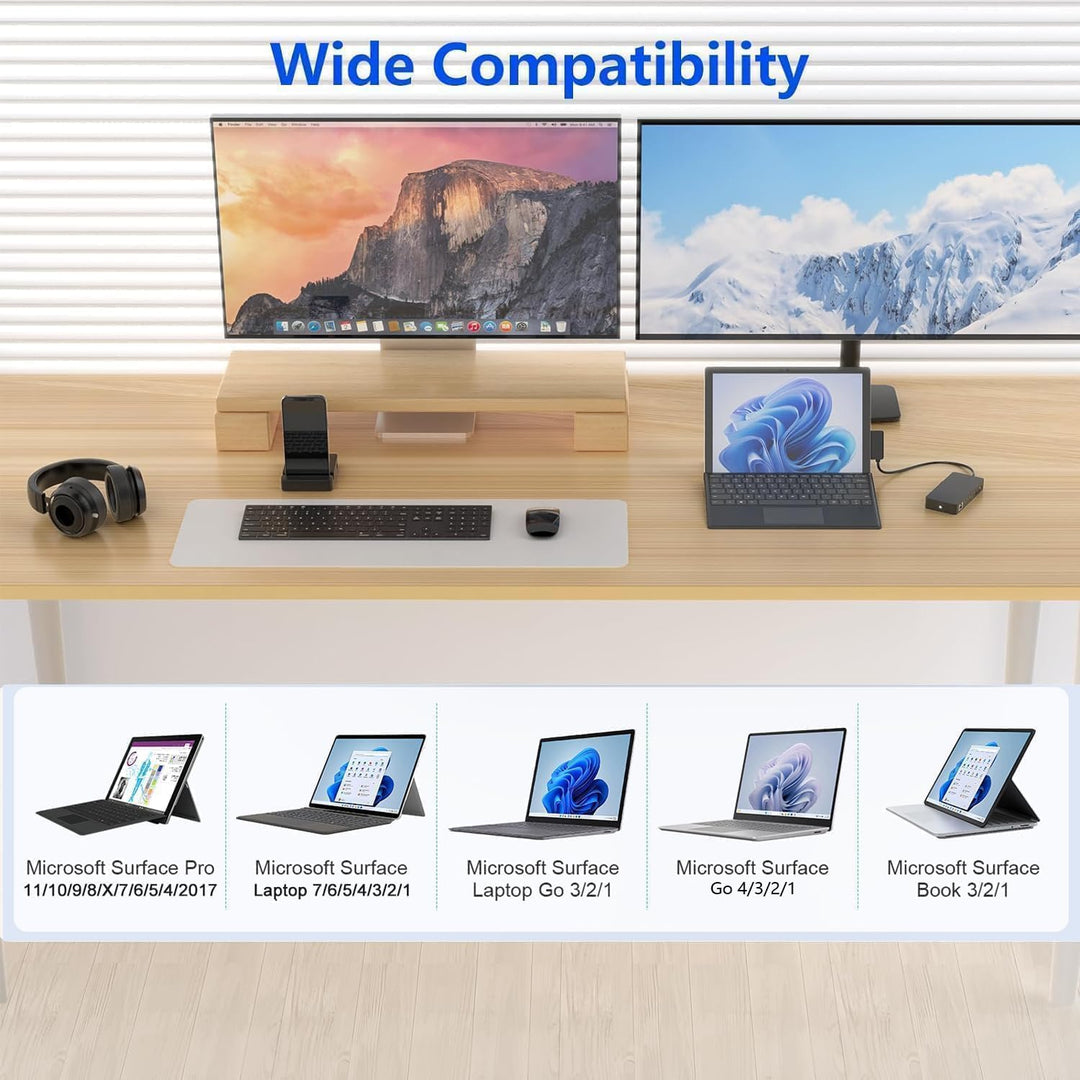 Neues Microsoft Surface Dock mit drei Displays, Dual HDMI+VGA mit Netzteil, 12-in-1-Surface-Dockings