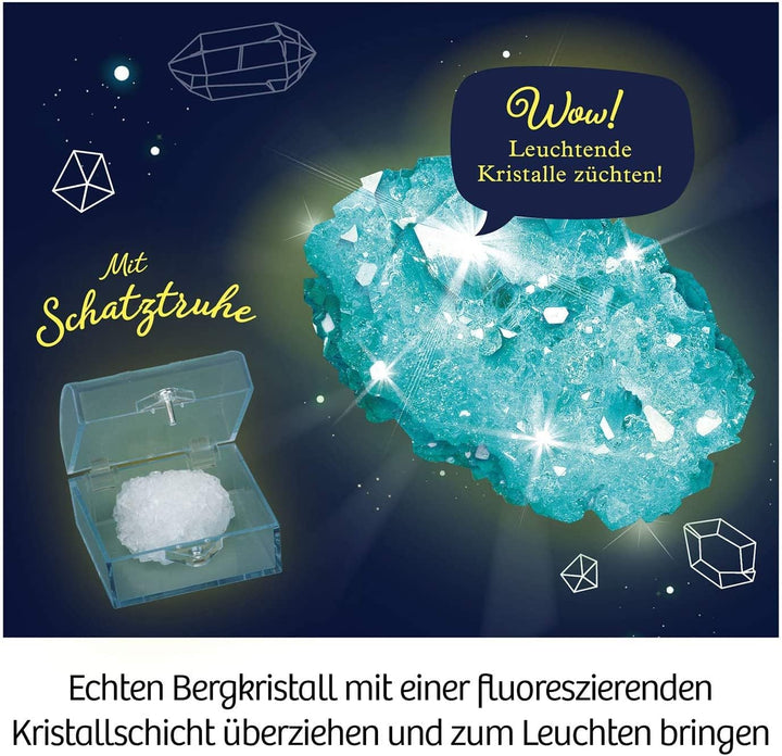 KOSMOS 658007 Nachtleuchtender Kristall, Kristalle selbst züchten, mit Schatztruhe, Experimentieren