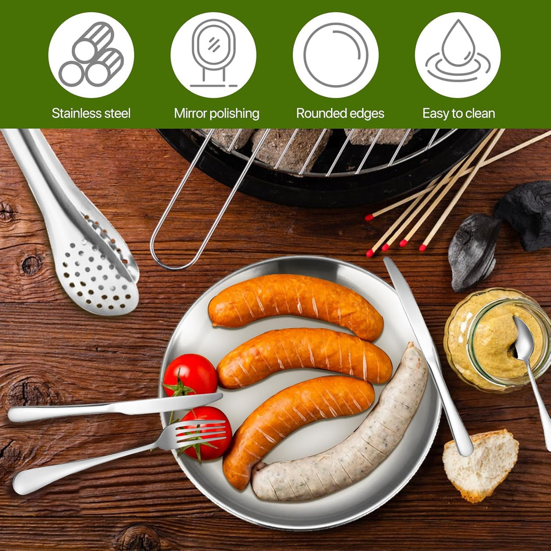 Tragbares Camping-Geschirr-Set, 13-teilig, 2 Personen, Edelstahl, für Outdoor, Camping, Picknick Sil