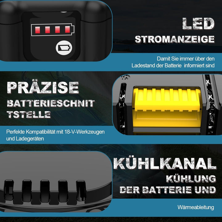 XNJTG [2 Stück] 5,0Ah 18V Akkus Ersatz für Makita 18V Akku BL1860 BL1850 BL1840 mit Dual Port Ladege