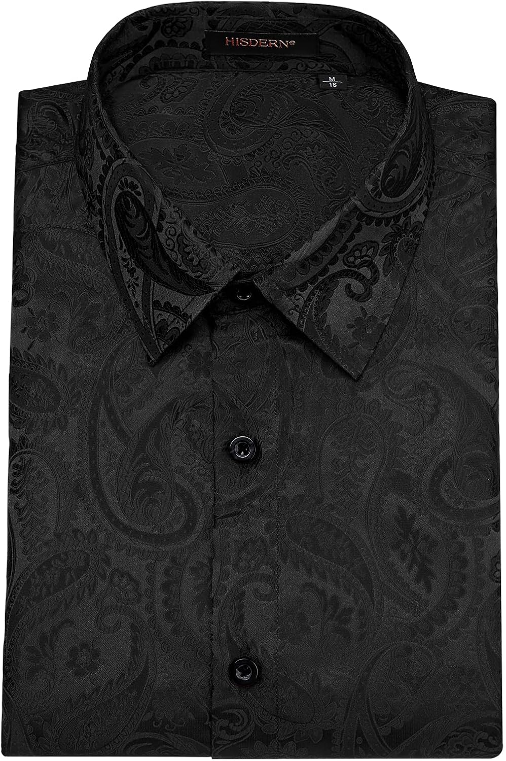 HISDERN Herren Paisley Hemd Langarm Satin Blumen Muster Hemd für Männer Jacquard Stickerei Freizeith