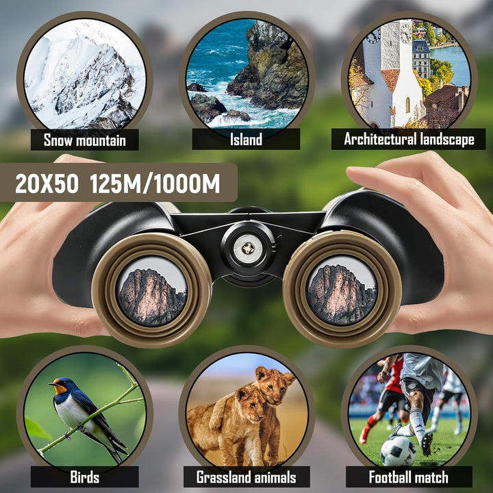 20x50 Fernglas für Erwachsene Hochleistungs, HD Fernglas Nachtsicht mit BAK4 Prism Kompaktes Fernglä