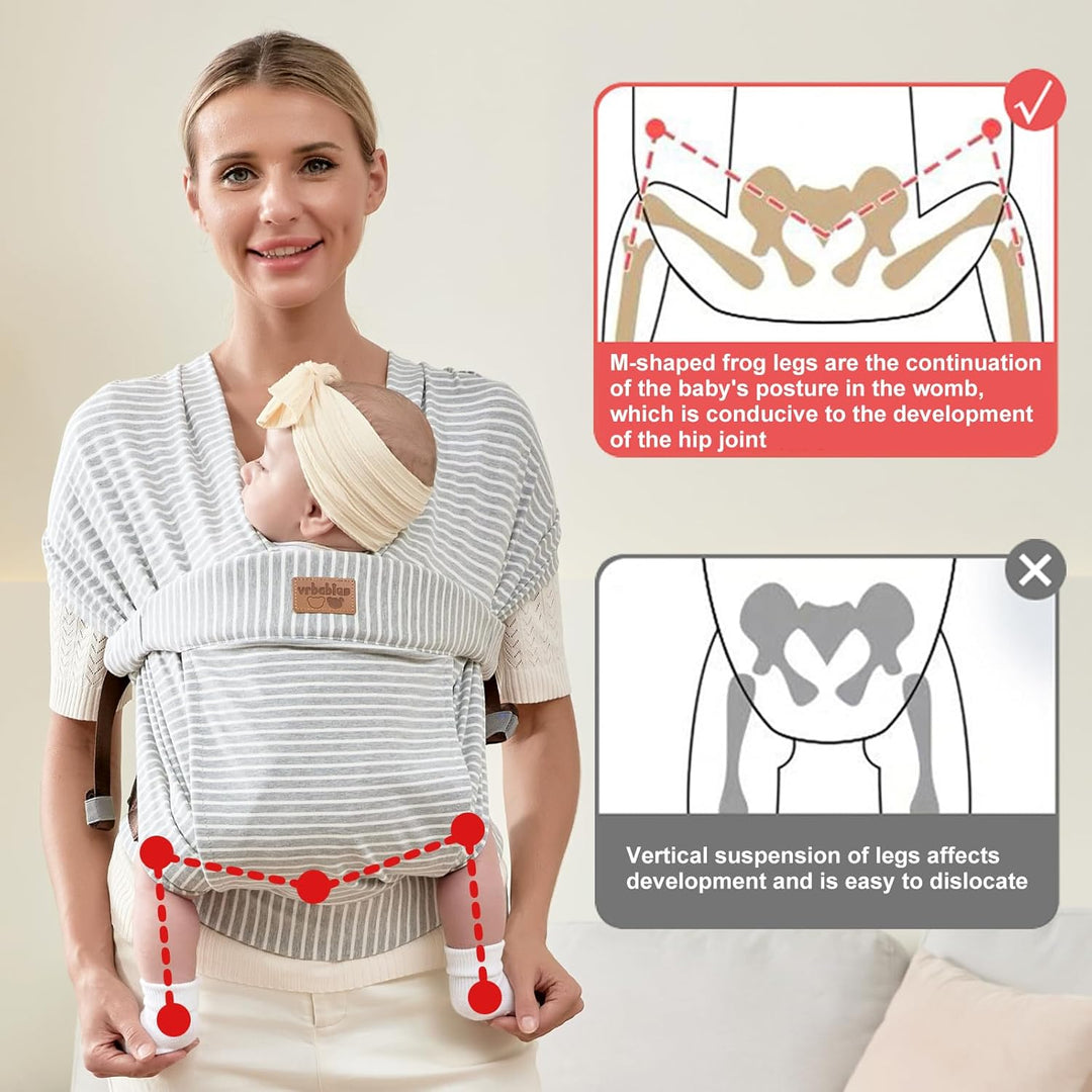 vrbabies Babytrage für Neugeborene ab Geburt Extra Weich, Bauchtrage Baby-Tragetasche Ergonomisch (S