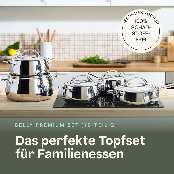 BergHOFF Home Topfset Edelstahl – 10-tlg. – Kochtopf Set mit Deckel - Töpfe Set Induktion, Ceran-, G