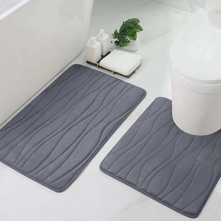 Homaxy Badematten Set 2 teilig Memory Foam Badezimmerteppich WC Vorleger mit Ausschnitt Set Saugfähi