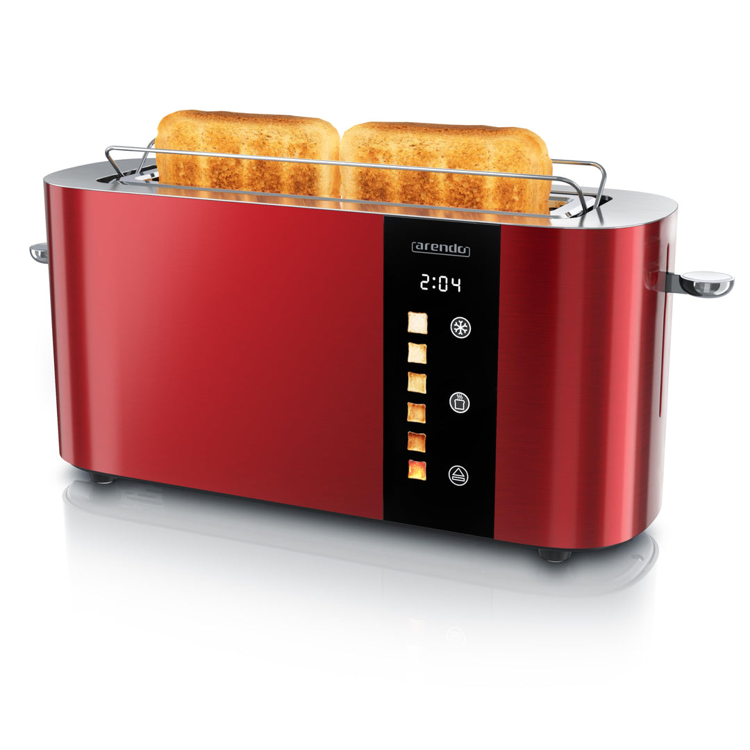 Arendo - Edelstahl Toaster 2 Scheiben Langschlitz - Touchscreen – Doppelwandgehäuse – Integrierter B