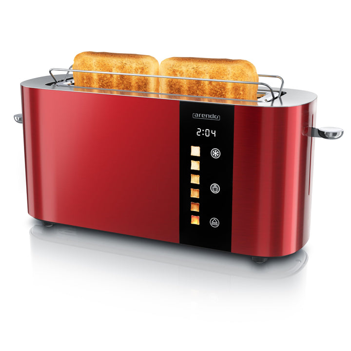 Arendo - Edelstahl Toaster 2 Scheiben Langschlitz - Touchscreen – Doppelwandgehäuse – Integrierter B