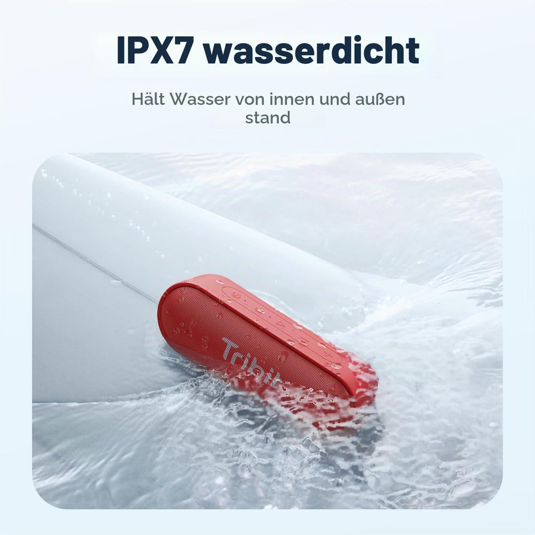 Tribit Bluetooth-Lautsprecher, XSound Go-Lautsprecher mit 16W lautem Klang und tieferem Bass, 24 Stu