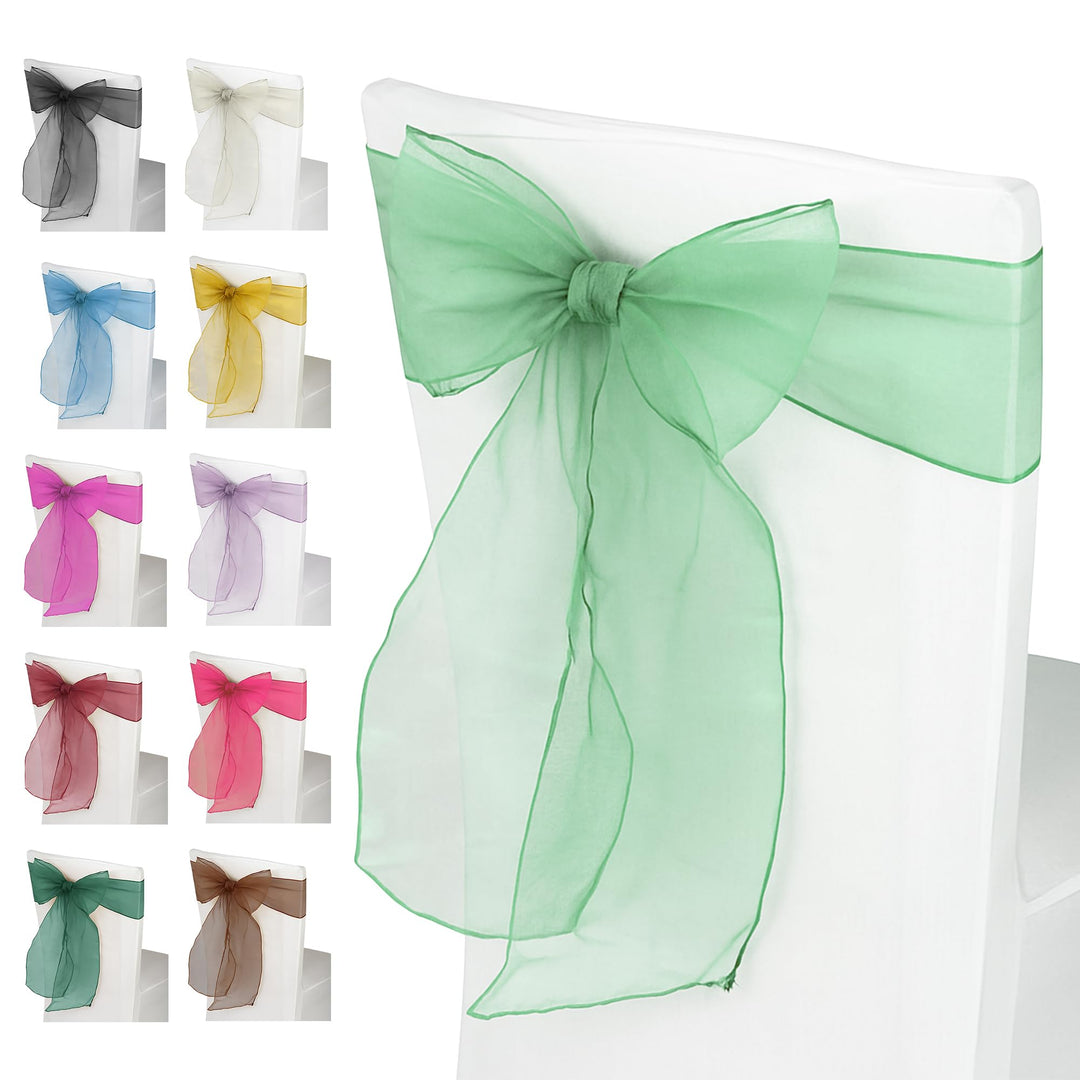 Trimming Shop 100 Stück 17 x 280 cm grosse Organza-Schärpen mit breiter Schleife, Stuhlbezug, Schärp
