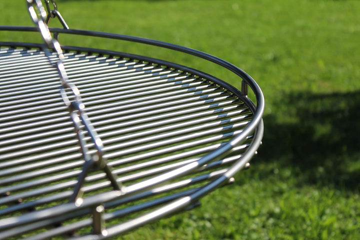 VEIKIN DESIGN Edelstahl Grillrost Ø 60 cm mit Reling und Kettensatz, Grillrost Rund für Schwenkgrill