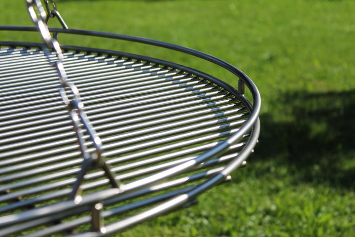 VEIKIN DESIGN Edelstahl Grillrost Ø 80 cmmit Reling und Kettensatz, Grillrost Rund für Schwenkgrill,