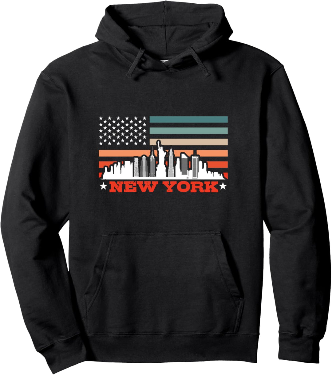 Die Skyline von New York mit retrofarbenem Sonnenuntergang Pullover Hoodie