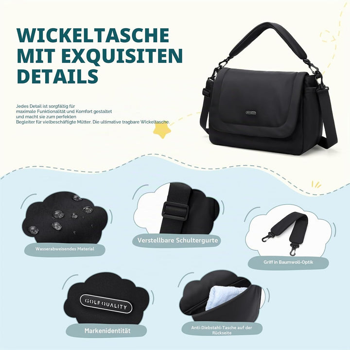 Puffer Wickeltasche, 22 L, grosses Fassungsvermögen, Baby-Wickeltasche, Reisetasche, Umhängetasche,