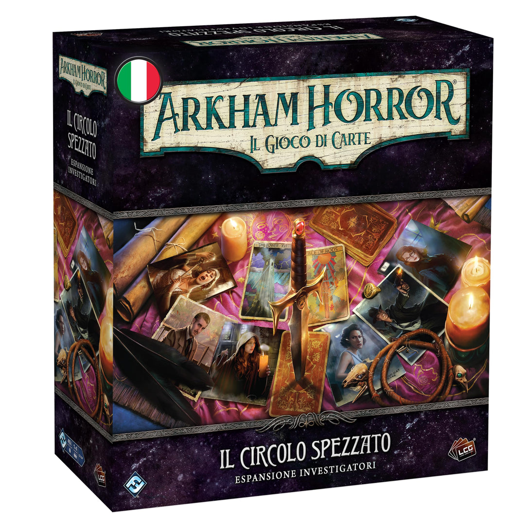 Asmodee - Arkham Horror Das Kartenspiel: Der gebrochene Kreis - Erweiterung der Ermittler, Italienis