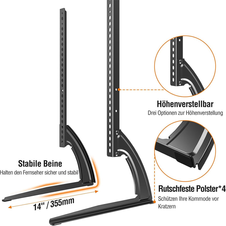 ELIVED Universal TV Ständer, TV Standfüsse für die meisten 27-55 Zoll LCD LED Fernseher bis zu 40KG,