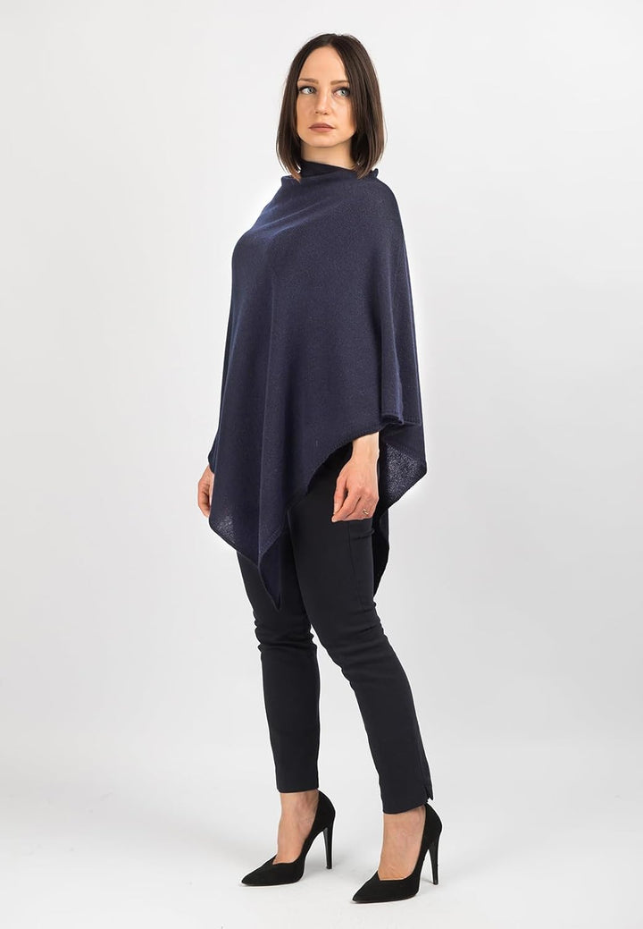 Dalle Piane Cashmere - Poncho aus 100% Kaschmir - Made in Italy - für Frau Einheitsgrösse Blau, Einh