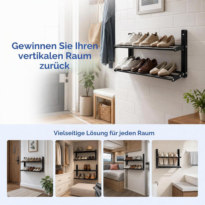 Schuhregal Wandmontage Schuh Regal Metall Ausziehbar 37-67cm Schuhhalter wand Schuhaufbewahrung Plat