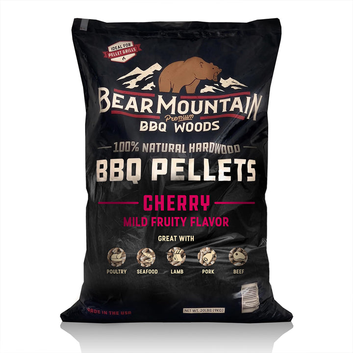 Bear Mountain All Natural Wood Pellets for Smoker, Grill &amp; BBQ, 18.1 kg, Cherry - Premium Hartholz B