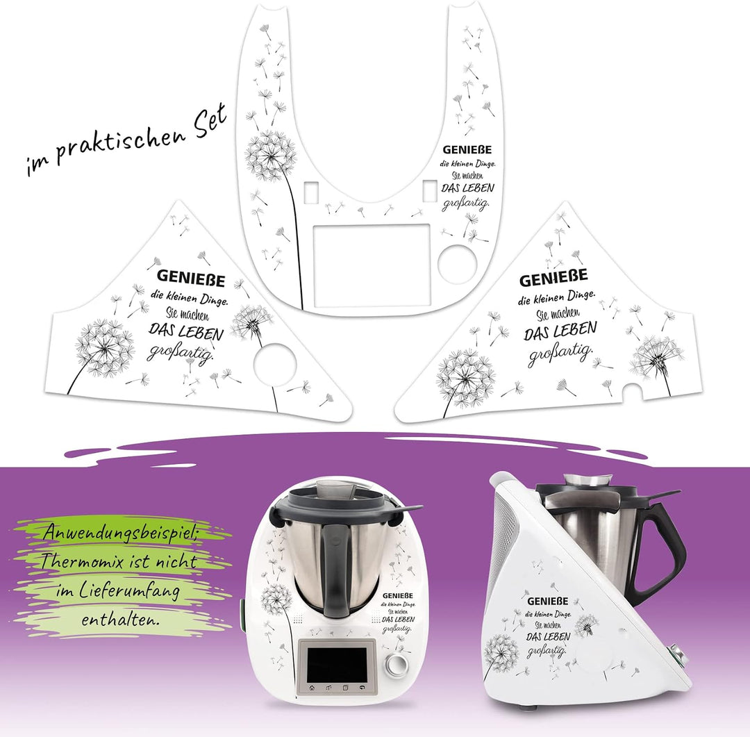 Finest Folia Deko Schutz Aufkleber kompatibel mit Thermomix TM5 Sticker Set 25 Geniesse das Leben, 2