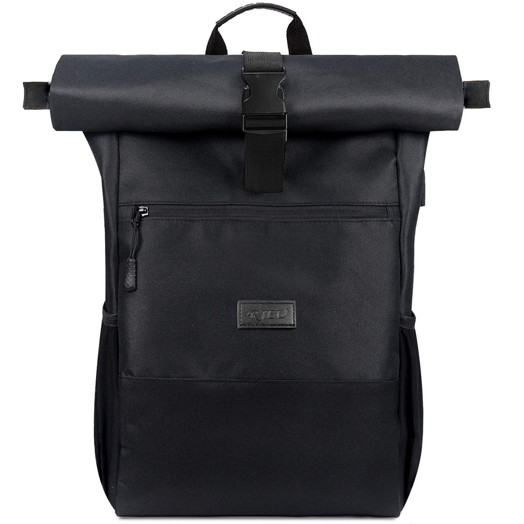 RJEU Laptop Rucksack für 17 Zoll,Rolltop Rucksack Herren Damen,Laptoptasche mit USB-Ladebuchse für S
