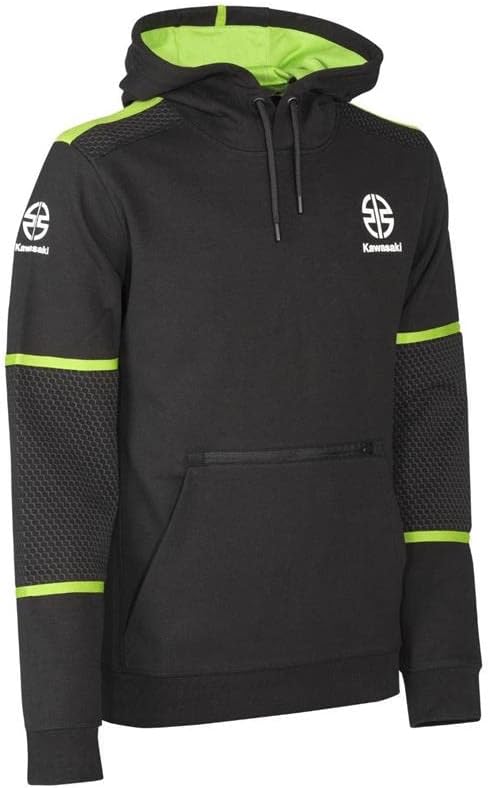 Kawasaki Sports Kapuzen Pullover Hoody 3XL Schwarz Grün, 3XL Schwarz Grün