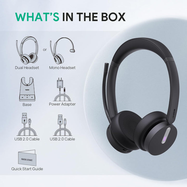 Yealink WH64 Wireless Headset mit Mikrofon,185 m Reichweite DECT & Bluetooth Mono Kabelloses Headset
