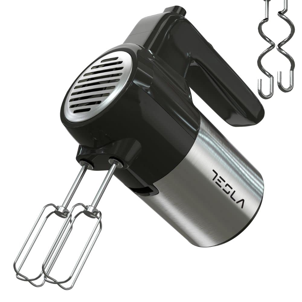 TESLA MX301BX Stabmixer (300 W, 5 Geschwindigkeiten, Turbofunktion, 2 Stäbe, 2 Haken), Rostschwarz