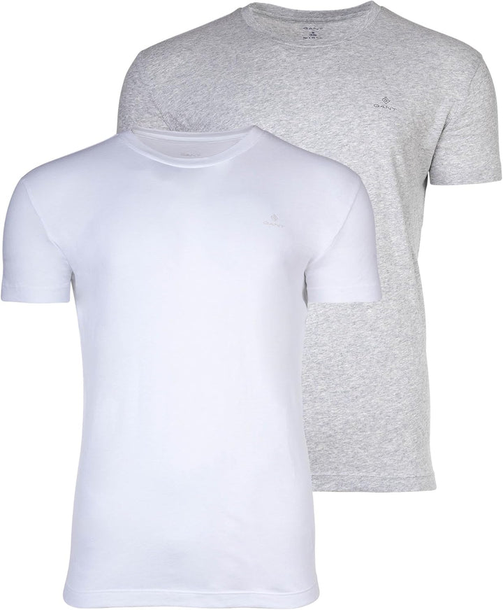 GANT Herren C-Neck 2-Pack T-Shirt MIT Rundhalsausschnitt 2ER Pack, Light Grey Mel/White, M