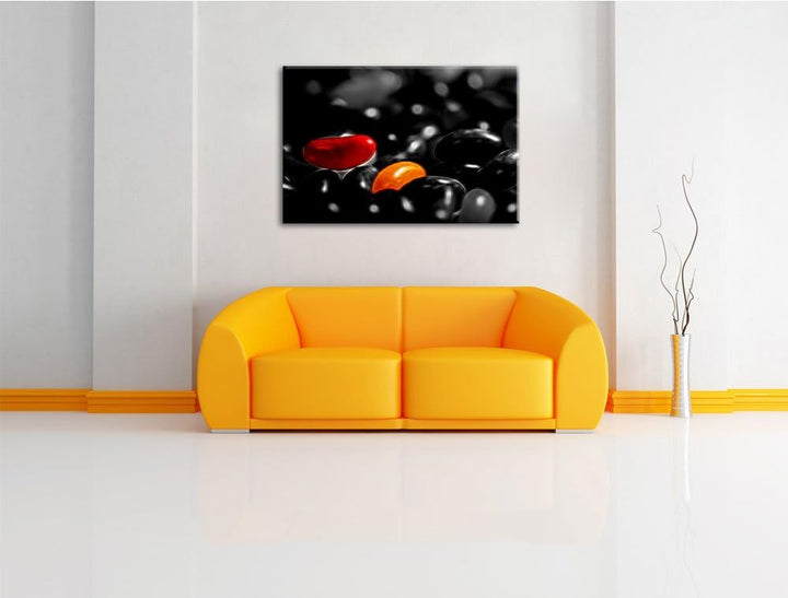 Dark leckere kleine Süssigkeiten schwarz/weiss Deluxe Format: 100x70 cm auf Leinwand, XXL riesige Bi