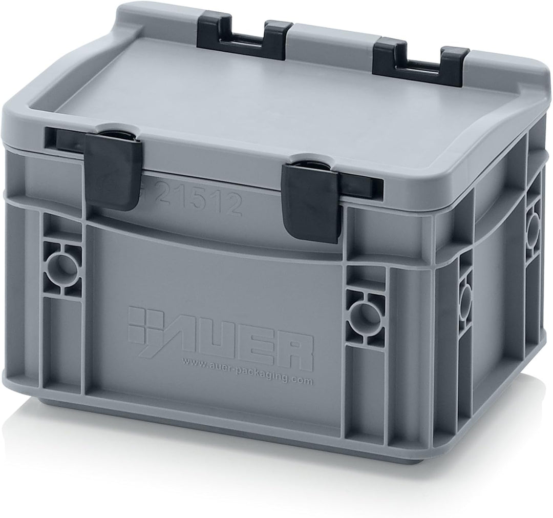 Auer Packaging 16x Eurobehälter-Eurobox 20 x 15 x 13,5 mit Scharnierdeckel inkl. gratis Zollstock, 1