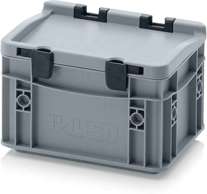 Auer Packaging 16x Eurobehälter-Eurobox 20 x 15 x 13,5 mit Scharnierdeckel inkl. gratis Zollstock, 1