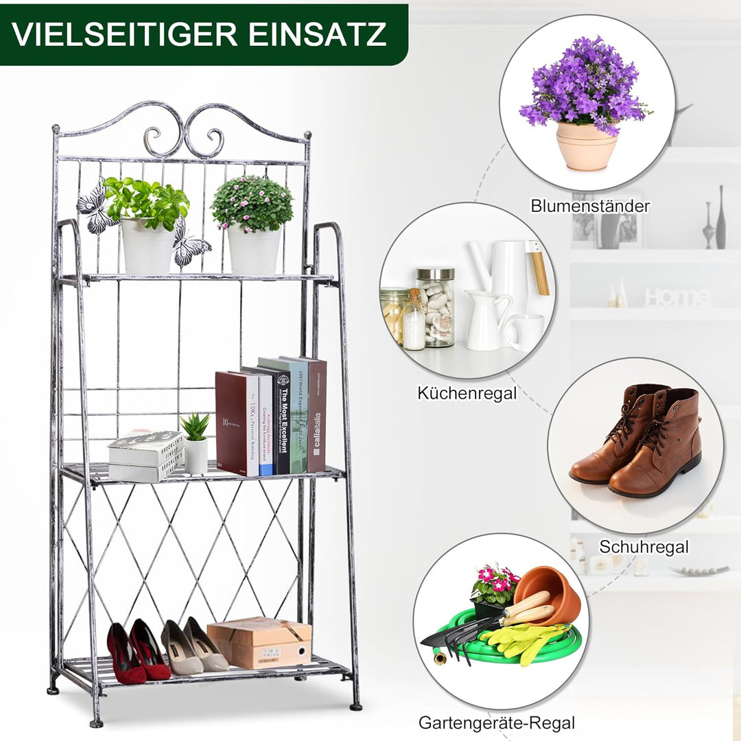 Outsunny Pflanzregal Pflanzenständer Blumenregal Blumenständer Blumentreppe Gartenregal 3 Ebenen Met
