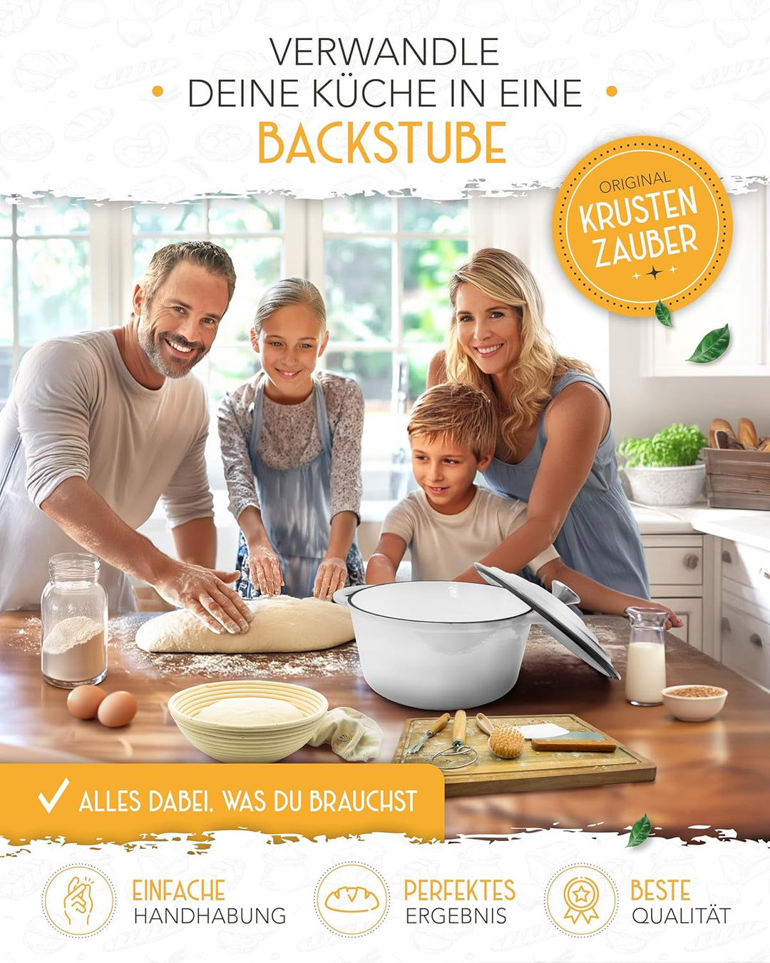 KRUSTENZAUBER Brotbackform mit Deckel im XXL-Set für selbstgebackenes Brot | Grosses Brotbackset als
