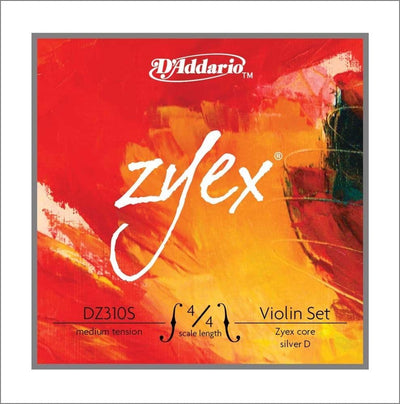 D'Addario DZ310S-4/4M Zyex Violinen Saitensatz synthetische Faser 4/4 Medium Medium Tension Silver D