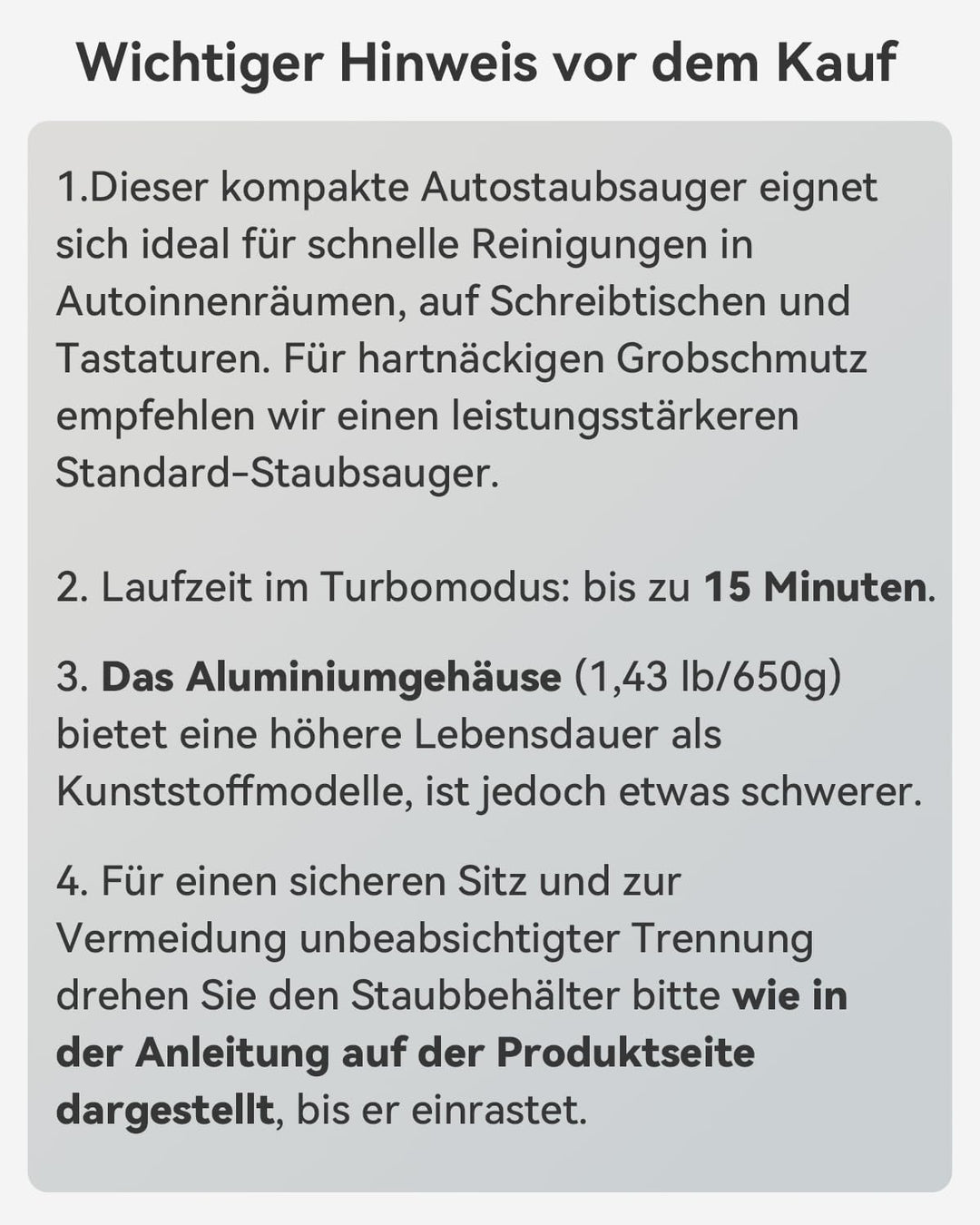 Akku-Autostaubsauger mit hoher Leistung Hellgrau