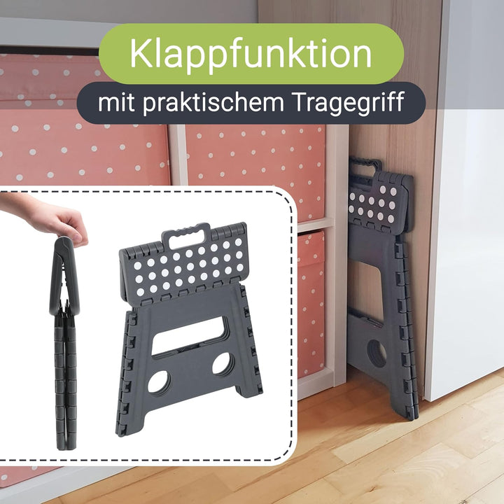 ZOLLNER Tritthocker faltbar - Klapphocker für Kinder und Erwachsene bis 120kg - Anti-Rutsch-Beschich