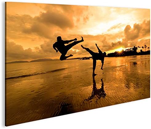 islandburner Bild Bilder auf Leinwand Kung Fu am Strand Kampfsport 1p XXL Poster Leinwandbild Wandbi