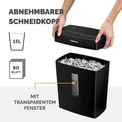 Fellowes Aktenvernichter, Papierschredder für 8 Blatt Partikelschnitt, Aktenvernichter P4, Schredder