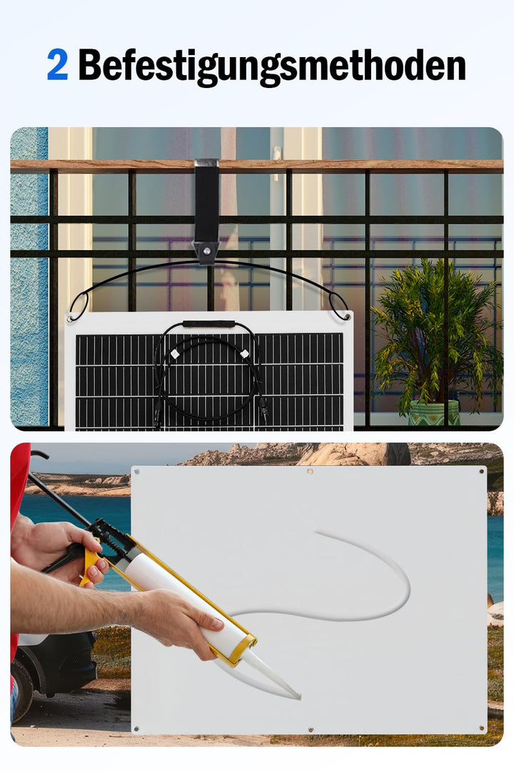 ECO-WORTHY 130W 12V Solarpanel Flexibel Monokristallines Solarpanel, Solarmodul mit Ladekabel für Wo