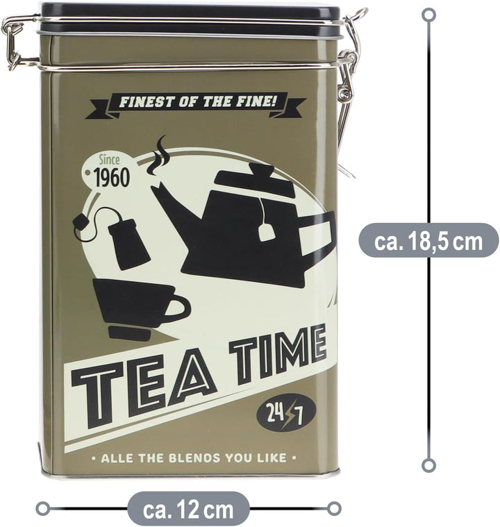 com-four® 2x Vorratsdose aus Metall - Teedose mit verschliessbarem Deckel - Metallbehälter im Retro-